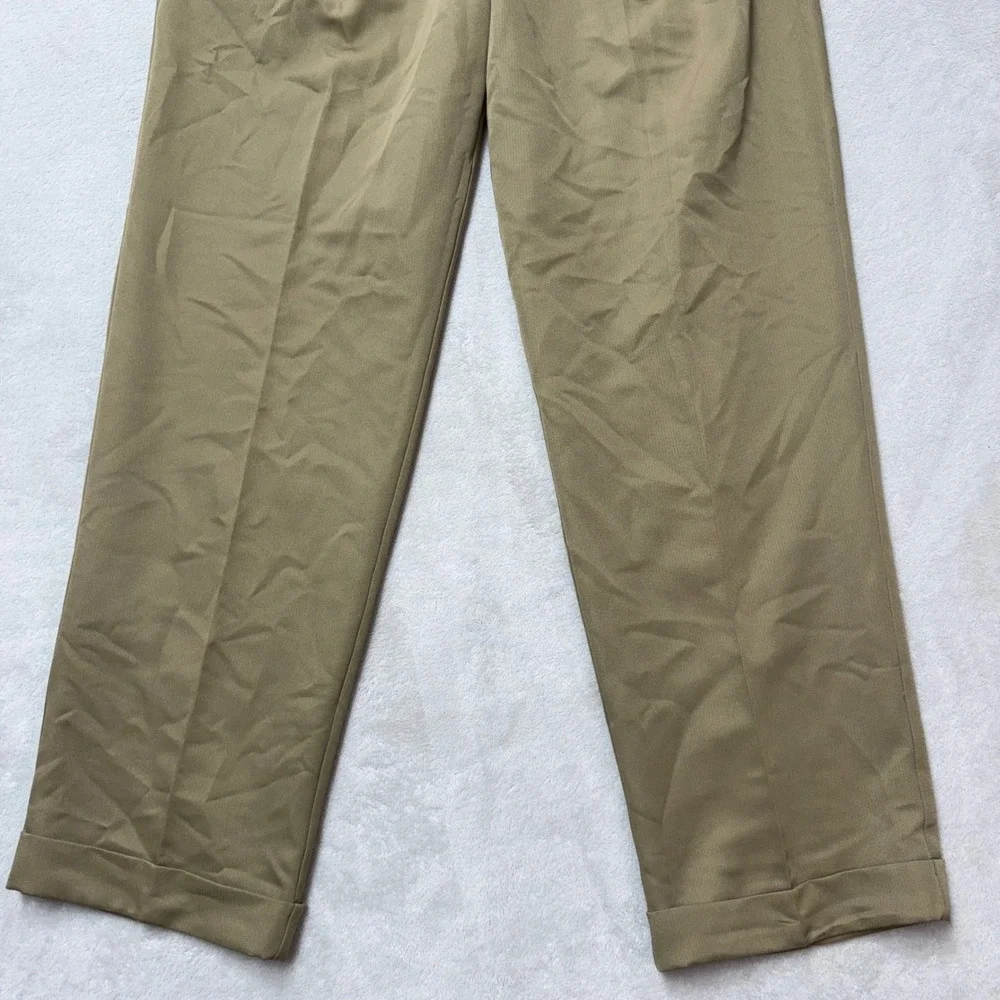 Dockers Mens Khaki Tan Microfiber Pleated Cuffed Dress Pants 36x32
